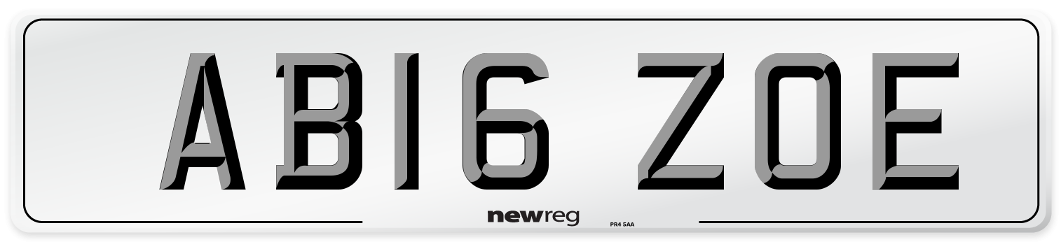AB16 ZOE Number Plate from New Reg